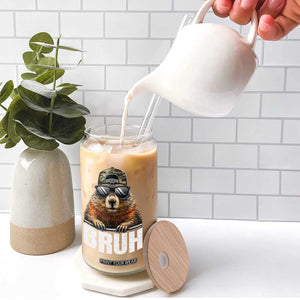 Bruh Groundhog Glass Can Funny Woodchuck Camo Hat Youth Teens Kids Slang TS10 Print Your Wear