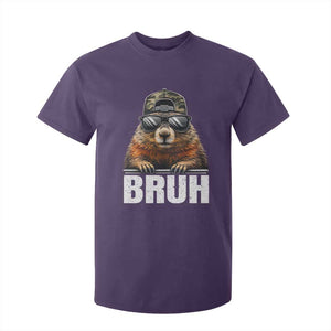 Bruh Groundhog T Shirt For Kid Funny Woodchuck Camo Hat Youth Teens Kids Slang TS10 Purple Print Your Wear