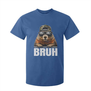 Bruh Groundhog T Shirt For Kid Funny Woodchuck Camo Hat Youth Teens Kids Slang TS10 Royal Blue Print Your Wear