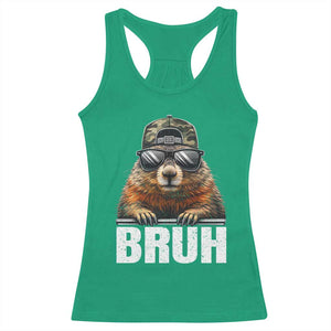 Bruh Groundhog Racerback Tank Top Funny Woodchuck Camo Hat Youth Teens Kids Slang TS10 Irish Green Print Your Wear
