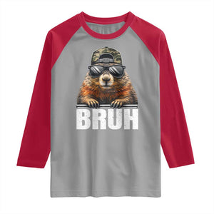 Bruh Groundhog Raglan Shirt Funny Woodchuck Camo Hat Youth Teens Kids Slang TS10 Sport Gray Red Print Your Wear