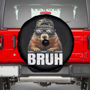 Bruh Groundhog Spare Tire Cover Funny Woodchuck Camo Hat Youth Teens Kids Slang TS10 Black Print Your Wear