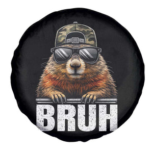 Bruh Groundhog Spare Tire Cover Funny Woodchuck Camo Hat Youth Teens Kids Slang TS10 Print Your Wear