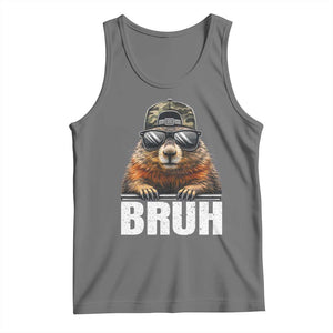Bruh Groundhog Tank Top Funny Woodchuck Camo Hat Youth Teens Kids Slang TS10 Black Heather Print Your Wear
