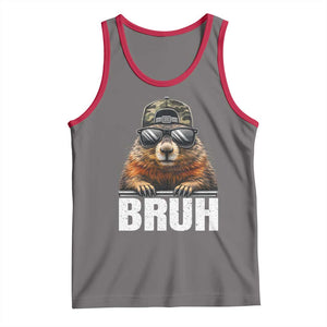 Bruh Groundhog Tank Top Funny Woodchuck Camo Hat Youth Teens Kids Slang TS10 Deep Heather Red Print Your Wear