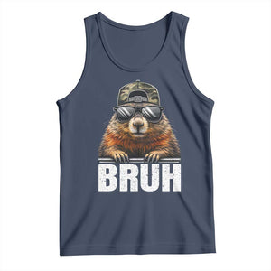 Bruh Groundhog Tank Top Funny Woodchuck Camo Hat Youth Teens Kids Slang TS10 Navy Print Your Wear