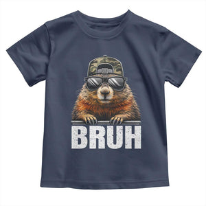 Bruh Groundhog Toddler T Shirt Funny Woodchuck Camo Hat Youth Teens Kids Slang TS10 Navy Print Your Wear