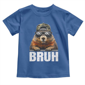 Bruh Groundhog Toddler T Shirt Funny Woodchuck Camo Hat Youth Teens Kids Slang TS10 Royal Blue Print Your Wear