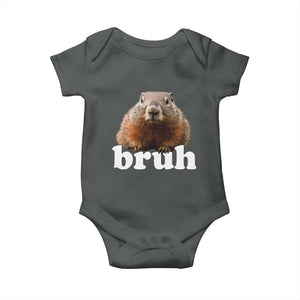 Bruh Groundhog Baby Onesie Funny Woodchuck Youth Teens Kids Slang TS10 Dark Heather Print Your Wear