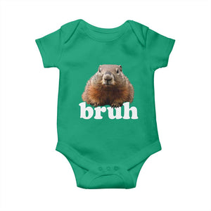 Bruh Groundhog Baby Onesie Funny Woodchuck Youth Teens Kids Slang TS10 Irish Green Print Your Wear