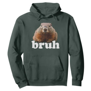 Bruh Groundhog Hoodie Funny Woodchuck Youth Teens Kids Slang TS10 Dark Forest Green Print Your Wear