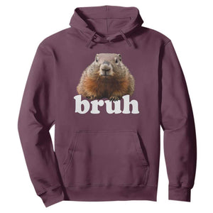 Bruh Groundhog Hoodie Funny Woodchuck Youth Teens Kids Slang TS10 Maroon Print Your Wear