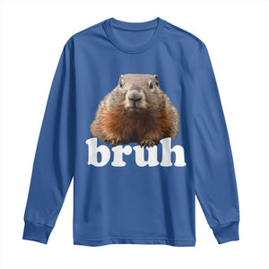 Bruh Groundhog Long Sleeve Shirt Funny Woodchuck Youth Teens Kids Slang TS10 Royal Blue Print Your Wear