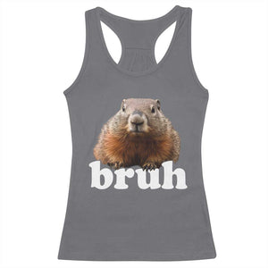 Bruh Groundhog Racerback Tank Top Funny Woodchuck Youth Teens Kids Slang TS10 Charcoal Print Your Wear