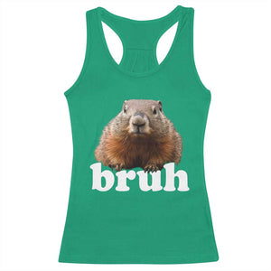 Bruh Groundhog Racerback Tank Top Funny Woodchuck Youth Teens Kids Slang TS10 Irish Green Print Your Wear