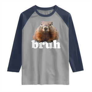 Bruh Groundhog Raglan Shirt Funny Woodchuck Youth Teens Kids Slang TS10 Sport Gray Navy Print Your Wear