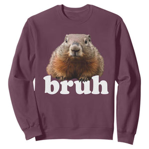 Bruh Groundhog Sweatshirt Funny Woodchuck Youth Teens Kids Slang TS10 Maroon Print Your Wear