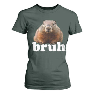 Bruh Groundhog T Shirt For Women Funny Woodchuck Youth Teens Kids Slang TS10 Dark Forest Green Print Your Wear