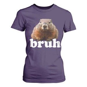 Bruh Groundhog T Shirt For Women Funny Woodchuck Youth Teens Kids Slang TS10 Purple Print Your Wear