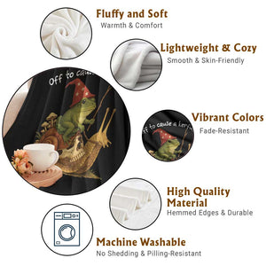 Whimsical Frog Wizard Meme Throw Blanket Off to Cause A Kerfuffle TS10 Print Your Wear