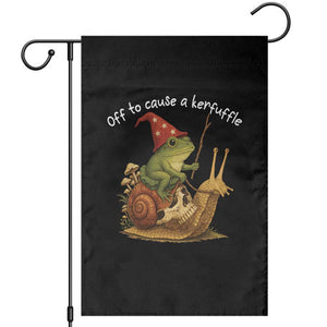 Whimsical Frog Wizard Meme Garden Flag Off to Cause A Kerfuffle TS10 Black Print Your Wear