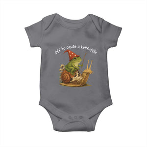 Whimsical Frog Wizard Meme Baby Onesie Off to Cause A Kerfuffle TS10 Charcoal Print Your Wear