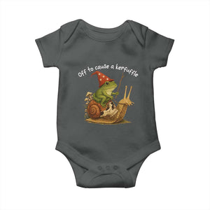 Whimsical Frog Wizard Meme Baby Onesie Off to Cause A Kerfuffle TS10 Dark Heather Print Your Wear