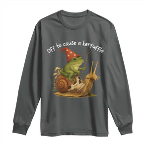 Whimsical Frog Wizard Meme Long Sleeve Shirt Off to Cause A Kerfuffle TS10 Dark Heather Print Your Wear