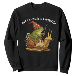 Whimsical Frog Wizard Meme Sweatshirt Off to Cause A Kerfuffle TS10 Black Print Your Wear
