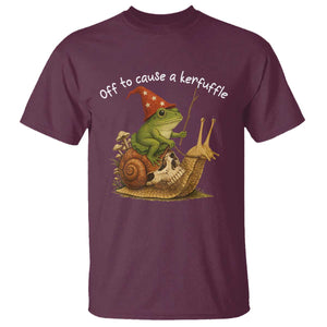 Whimsical Frog Wizard Meme T Shirt Off to Cause A Kerfuffle TS10 Maroon Print Your Wear
