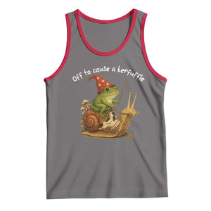 Whimsical Frog Wizard Meme Tank Top Off to Cause A Kerfuffle TS10 Deep Heather Red Print Your Wear