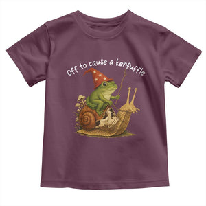 Whimsical Frog Wizard Meme Toddler T Shirt Off to Cause A Kerfuffle TS10 Maroon Print Your Wear