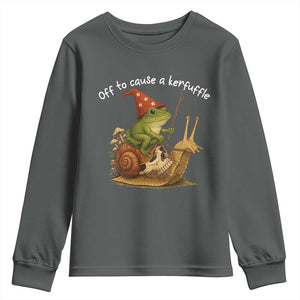Whimsical Frog Wizard Meme Youth Sweatshirt Off to Cause A Kerfuffle TS10 Dark Heather Print Your Wear