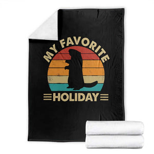 Groundhog Day Throw Blanket My Favorite Holiday Retro Woodchuck TS10 Black Print Your Wear