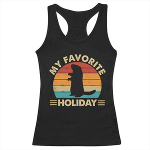 Groundhog Day Racerback Tank Top My Favorite Holiday Retro Woodchuck TS10 Black Print Your Wear