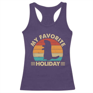Groundhog Day Racerback Tank Top My Favorite Holiday Retro Woodchuck TS10 Purple Print Your Wear