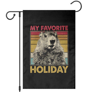 Groundhog Day Garden Flag Retro My Favorite Holiday Retro Woodchuck TS10 Black Print Your Wear
