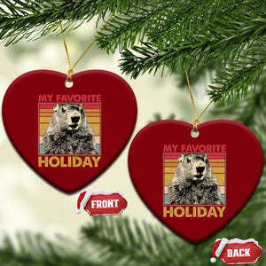 Groundhog Day Ceramic Ornament Retro My Favorite Holiday Retro Woodchuck TS10 Print Your Wear