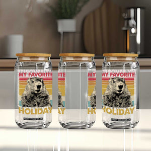 Groundhog Day Glass Can Retro My Favorite Holiday Retro Woodchuck TS10 Print Your Wear