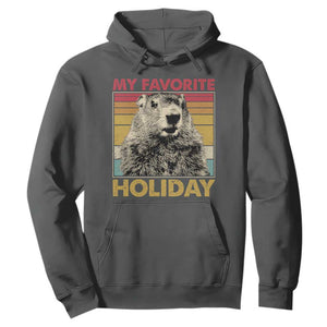 Groundhog Day Hoodie Retro My Favorite Holiday Retro Woodchuck TS10 Dark Heather Print Your Wear