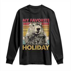 Groundhog Day Long Sleeve Shirt Retro My Favorite Holiday Retro Woodchuck TS10 Black Print Your Wear