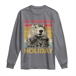 Groundhog Day Long Sleeve Shirt Retro My Favorite Holiday Retro Woodchuck TS10 Charcoal Print Your Wear