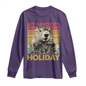 Groundhog Day Long Sleeve Shirt Retro My Favorite Holiday Retro Woodchuck TS10 Purple Print Your Wear