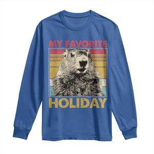 Groundhog Day Long Sleeve Shirt Retro My Favorite Holiday Retro Woodchuck TS10 Royal Blue Print Your Wear