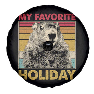 Groundhog Day Spare Tire Cover Retro My Favorite Holiday Retro Woodchuck TS10 Print Your Wear