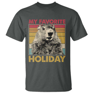 Groundhog Day T Shirt Retro My Favorite Holiday Retro Woodchuck TS10 Dark Heather Print Your Wear