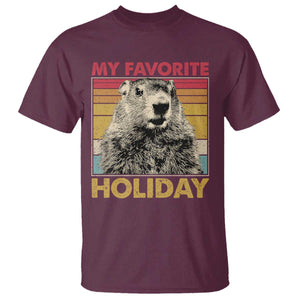 Groundhog Day T Shirt Retro My Favorite Holiday Retro Woodchuck TS10 Maroon Print Your Wear