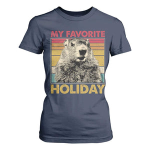 Groundhog Day T Shirt For Women Retro My Favorite Holiday Retro Woodchuck TS10 Navy Print Your Wear