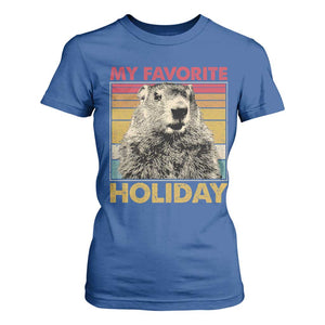 Groundhog Day T Shirt For Women Retro My Favorite Holiday Retro Woodchuck TS10 Royal Blue Print Your Wear