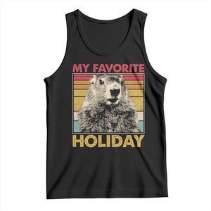 Groundhog Day Tank Top Retro My Favorite Holiday Retro Woodchuck TS10 Black Print Your Wear